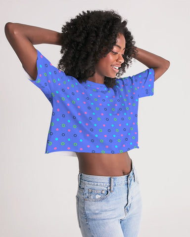 Blue Bay Dots Cropped Top