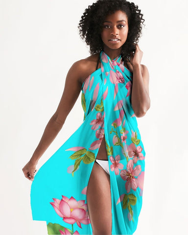 Floral Lotus Turquoise Swimsuit Cover Up