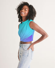 Bahama Blue Ombre Twist-Front Crop Tank