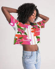 Pink Floral Beautiful Graphic Cropped Top