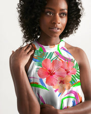 Tropical Hibiscus Halter Dress