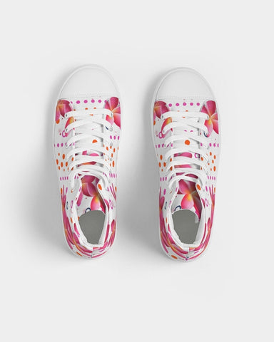 Floral Pink Plumeria Dots Hightop Sneakers
