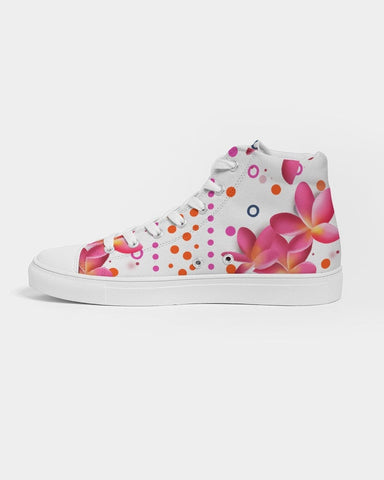 Floral Pink Plumeria Dots Hightop Sneakers