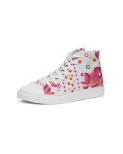 Floral Pink Plumeria Dots Hightop Sneakers