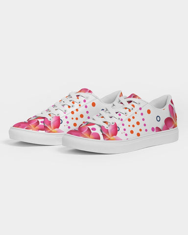 Pink Plumeria Floral Dots Sneakers