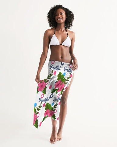Tropical Hibiscus White Swimsuit Cover Up
