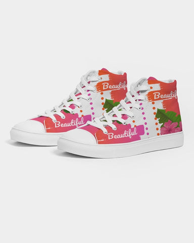 Pink Hibiscus Beautiful Graphic Print Hightop Sneakers