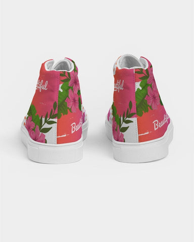 Pink Hibiscus Beautiful Graphic Print Hightop Sneakers