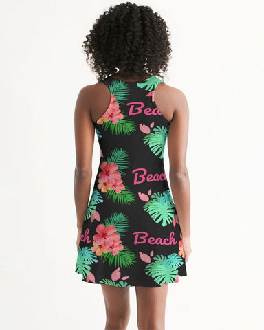 Tropical Beach Flora Black Racerback Dress