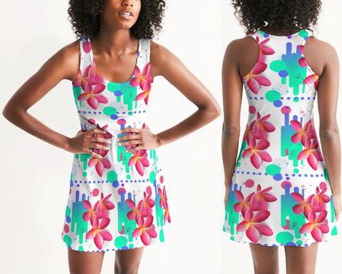 Pink Plumeria Floral Racerback Dress