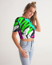 Black Colorsplash Twist-Front Crop Top