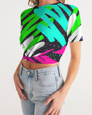 Black Colorsplash Twist-Front Crop Top