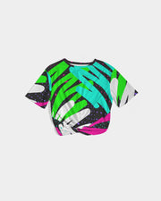 Black Colorsplash Twist-Front Crop Top