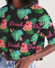 Tropical Beach Print Cropped Top