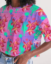 Tropical Plumeria Floral Cropped Top