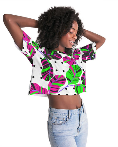 Tropical Leaves Dots Cropped Top