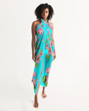 Floral Lotus Turquoise Swimsuit Cover Up