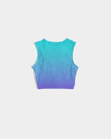 Bahama Blue Ombre Twist-Front Crop Tank