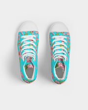 Floral Lotus Turquoise Hightop Sneakers