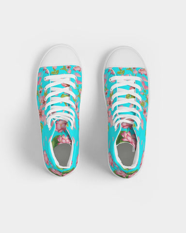 Floral Lotus Turquoise Hightop Sneakers