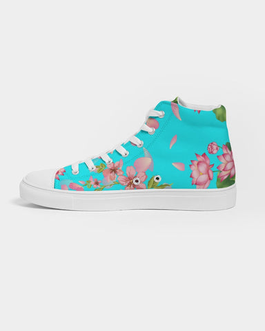 Floral Lotus Turquoise Hightop Sneakers