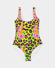 Animal Print Tropical Flamingos Women's One Piece Swimsuit