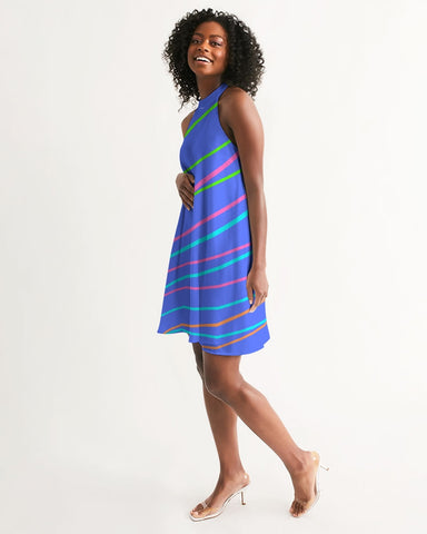 Blue Color Daze Halter Dress