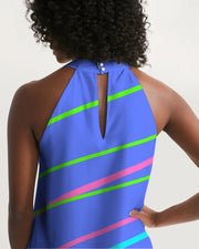 Blue Color Daze Halter Dress