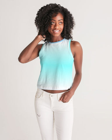 Ocean Blue Ombre Women's Cropped Tank Top