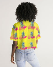 Pineapple Paradise Yellow Women's Cropped Top