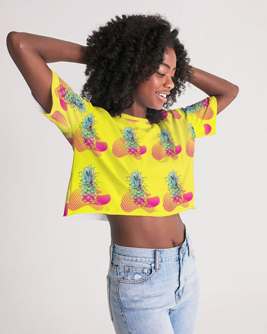 Pineapple Paradise Yellow Women's Cropped Top