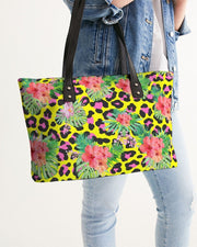 ANIMAL PRINT HIBISCUS FLORAL TOTE BAG