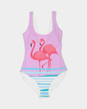 FLAMINGOS BLUE WAVES MATCHING COUPLES LILAC SWIMSUIT SET