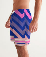 BLUE CHEVRON PRINT COUPLES MATCHING SWIMSUITS