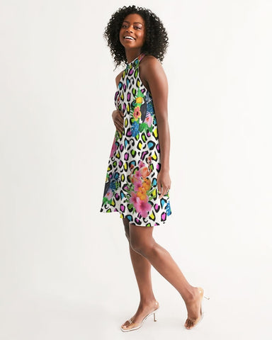 Animal Print Toucan Halter Dress