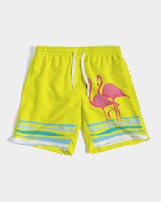 PINK FLAMINGOS BLUE WAVES COUPLES YELLOW SWIMSUIT SET