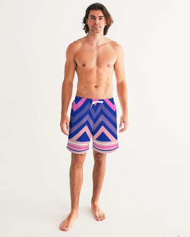 BLUE CHEVRON PRINT COUPLES MATCHING SWIMSUITS