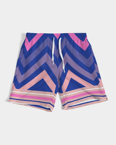 BLUE CHEVRON PRINT COUPLES MATCHING SWIMSUITS