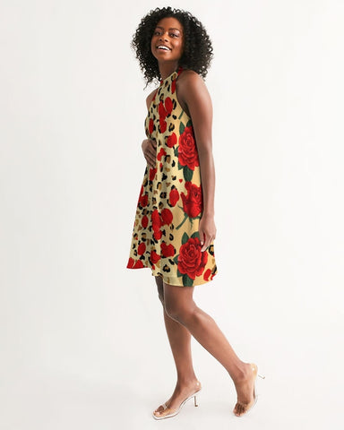 Red Roses Halter Dress