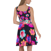 Floral Hibiscus Flamingo Skater Dress