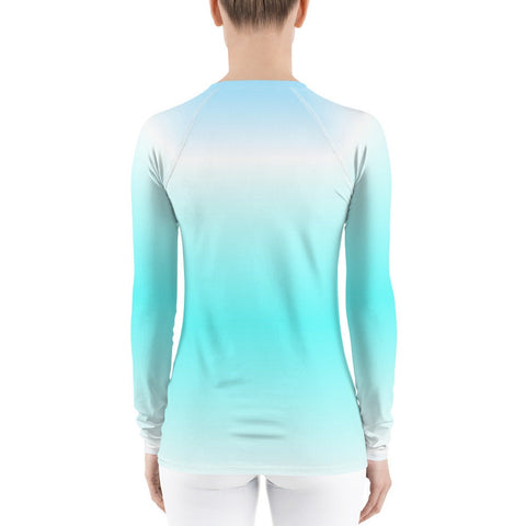 Ocean Blue Ombre Women's Rash Guard