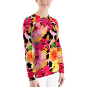 Animal Print Island Flowers Women's Rash Guard