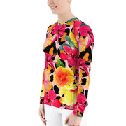 Animal Print Island Flowers Women's Rash Guard