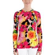 Animal Print Island Flowers Women's Rash Guard