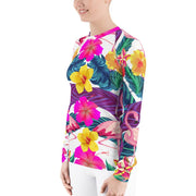 Floral Flamingos Women's Rash Guard