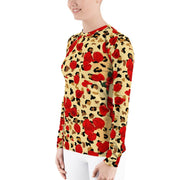 Animal Print Red Roses Women's Rash Guard