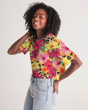 Animal Print Floral Women's Cropped Top