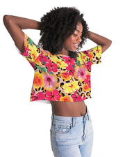 Animal Print Floral Women's Cropped Top