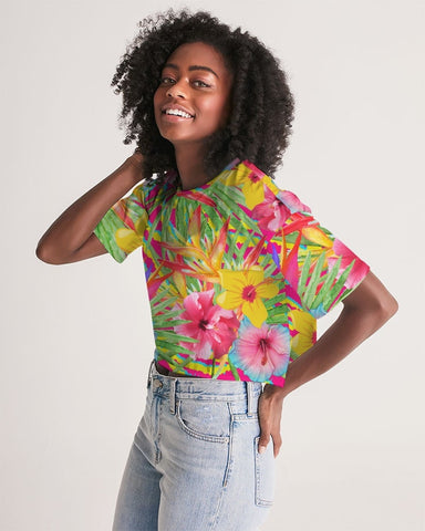 Paradise Island Floral Women's Cropped Top