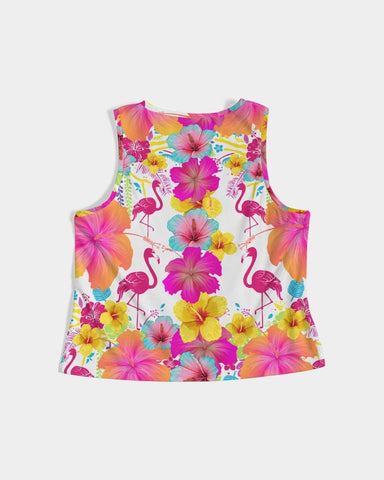 Flamingos Hibiscus Women’s Cropped Tank Top